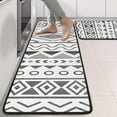 thumbnail image 2 of Kitchen Rugs Sets Of 2,White Geometric Diamond Wave Pattern Anti Fatigue Kitchen Mat Rugs Non Slip Washable,Decorative Kitchen Floor Mats for Kitchen,Sink,Laundry,17"x47"+17"x47", 2 of 5