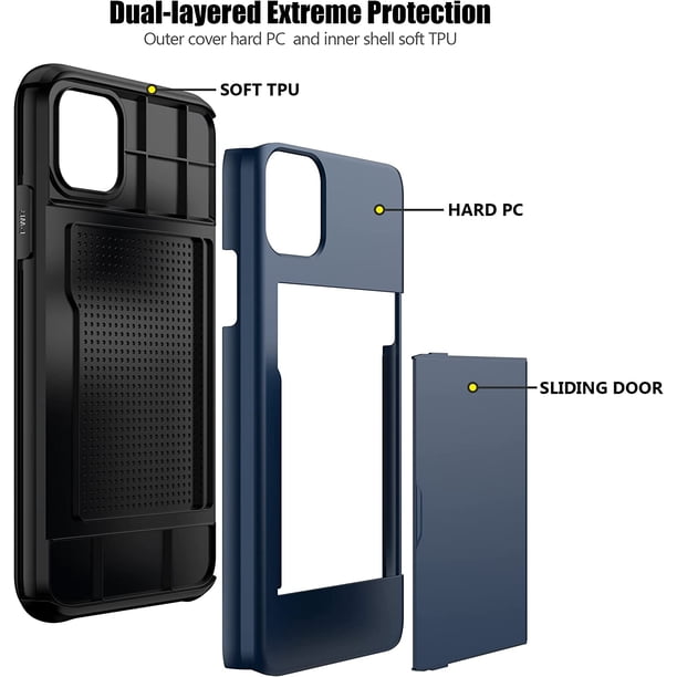 for iPhone 11 Pro Max Case with Card Holder Heavy Duty Protective