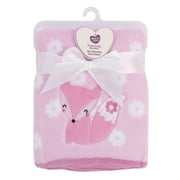 Parent's Choice Appliqued Fox Super Soft Baby Blanket, White & Pink Print, 30" x 40", Infant