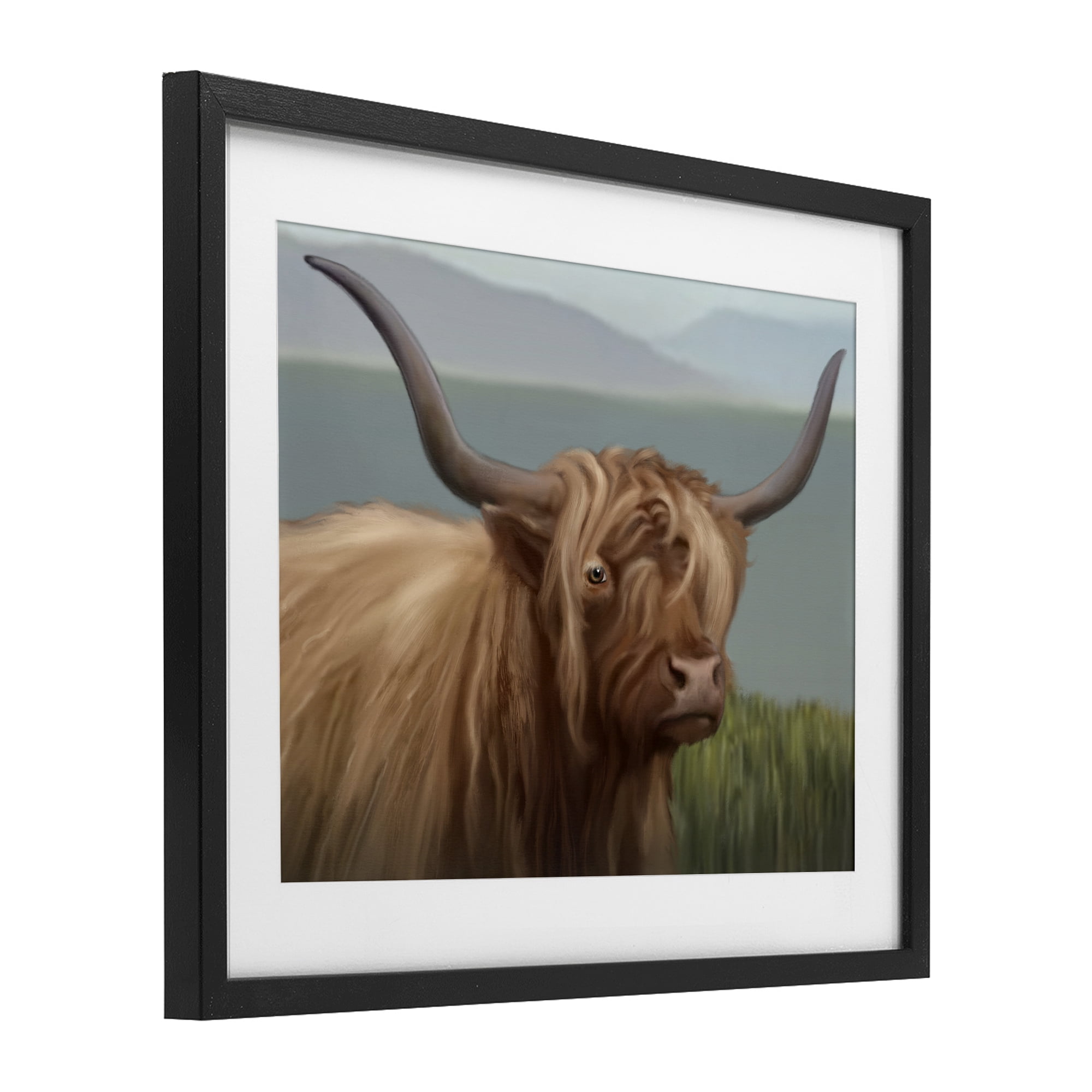 Stupell Industries Scottish Highland Cattle Landscape Black Framed Print Under Glass, design by Matthew Piotrowicz