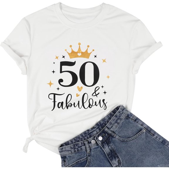 50th Birthday Shirts Women 50th Fabulous Tshirt Birthday Shirt 50th Birthday Gifts Shirt Casual Short Sleeve Tee