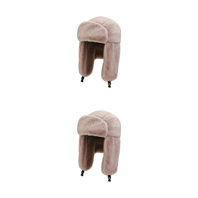 Guardoinrt Step Up Winter Style Thicken Earflap Caps Soft Texture Earflap Caps Autumn pink 2Set