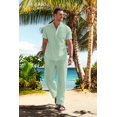 thumbnail image 4 of COOFANDY Men's 2 Pieces Cotton Linen Set Henley Shirts Short Sleeve And Casual Beach Pants With Pockets Summer Yoga Outfits, 4 of 6