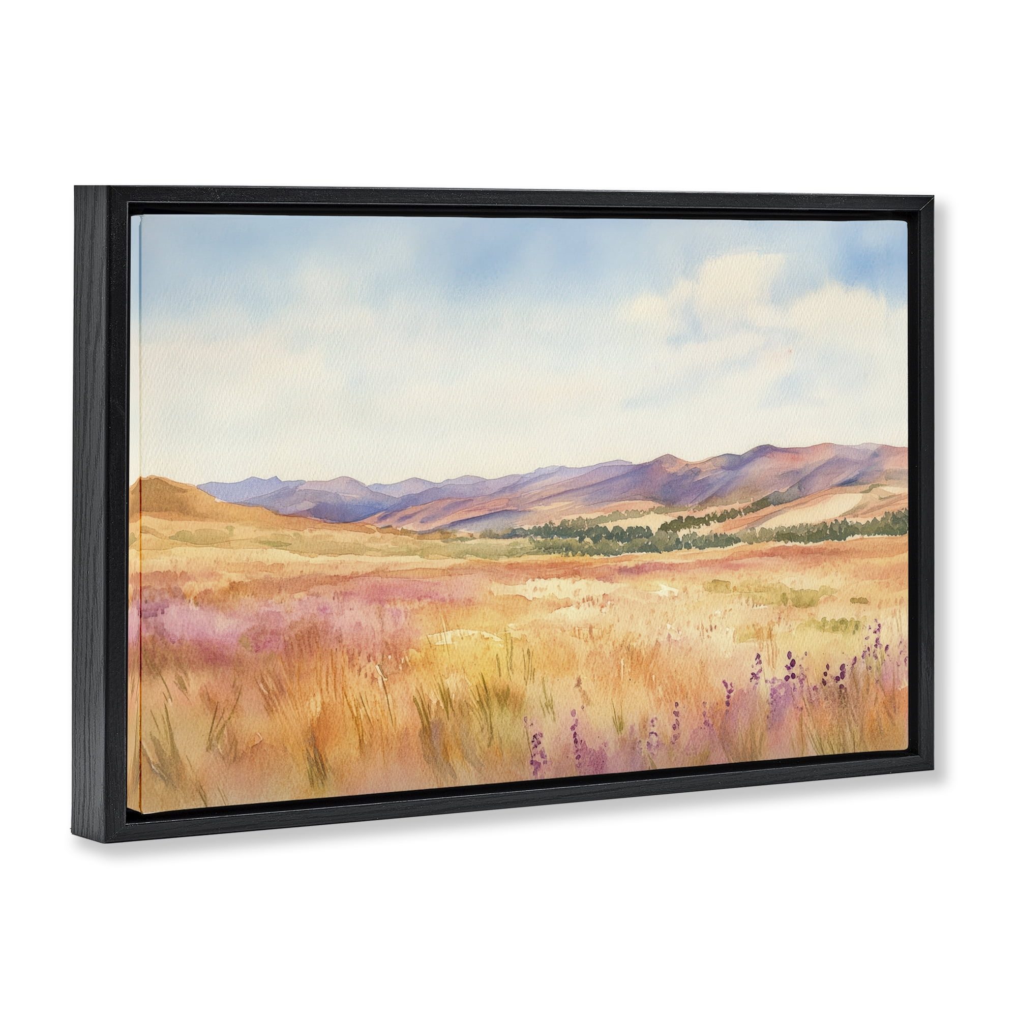 Stupell Industries Pastel Valley Panorama Black Framed Floater Canvas Wall Art, design by Petal Prints Design