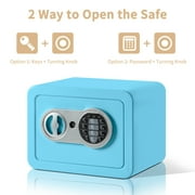 LOCKSWORTH 0.25 Cubic Feet Electronic Digital Safe Box, Steel Money Safe Box for Home with Fireproof Money Bag for Cash Safe Hidden, Blue