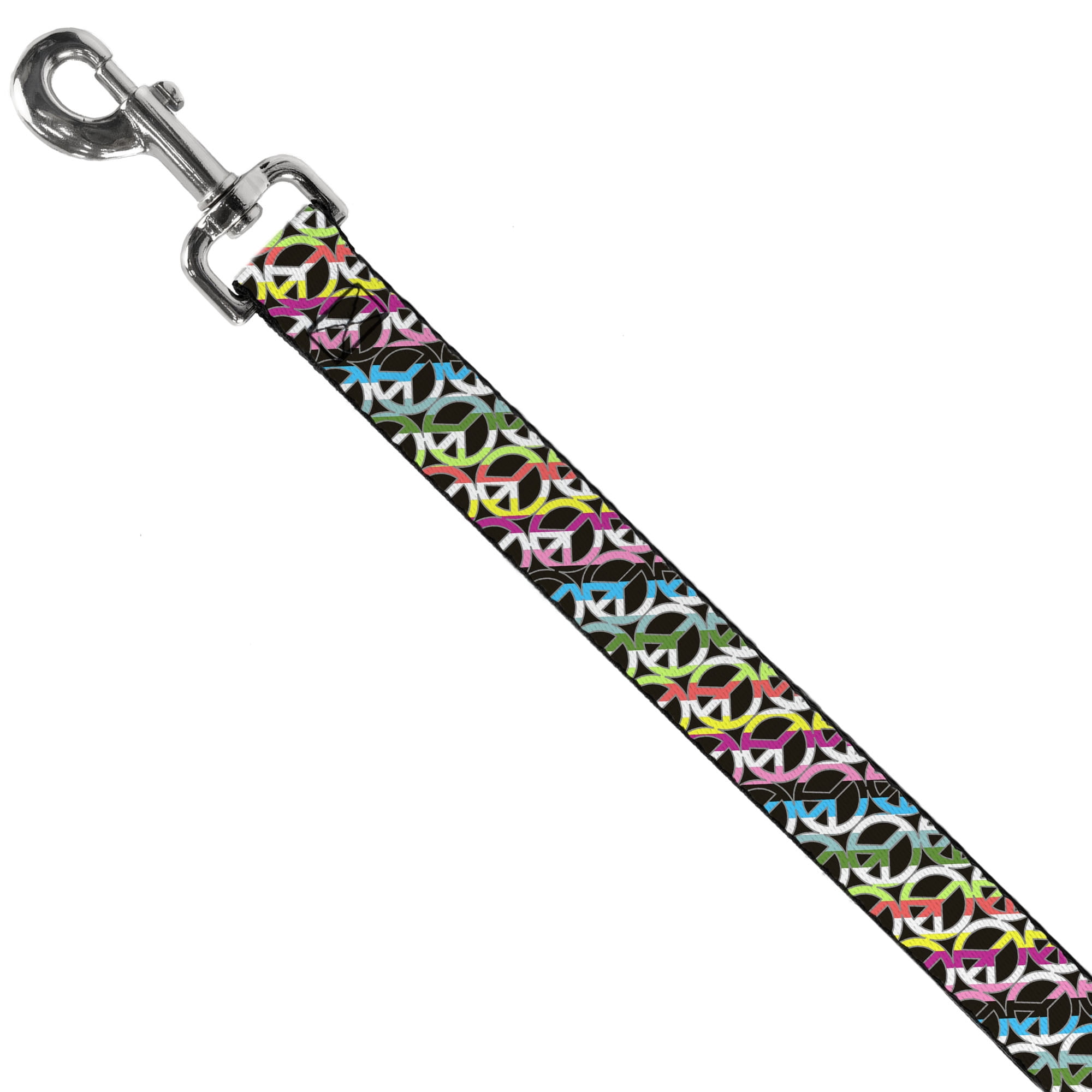 Buckle-Down Pet Leash, Dog Leash, Peace Black Multi Stripes, 6 Feet Long 1.0 Inch Wide
