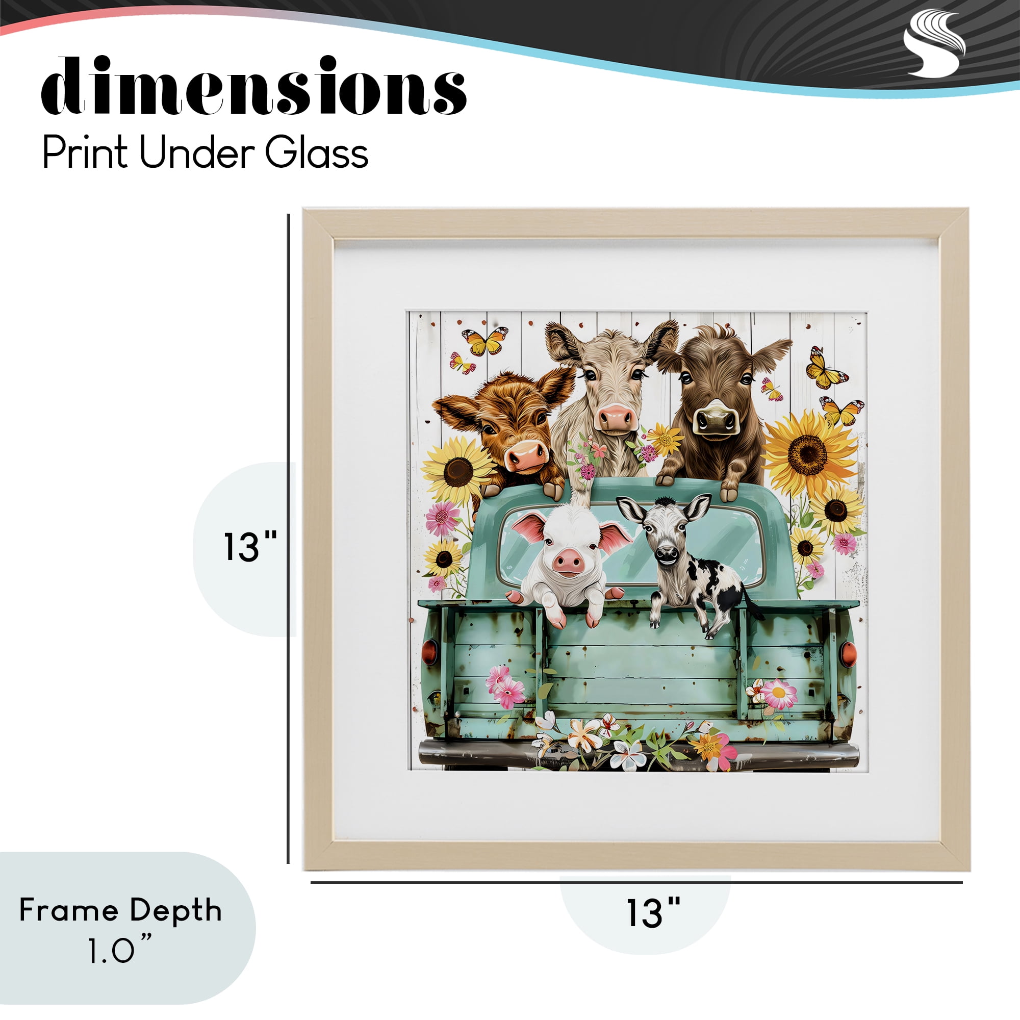 Stupell Industries Barnyard Friends in Vintage Truck Birch Framed Print Under Glass, design by Creative Studio