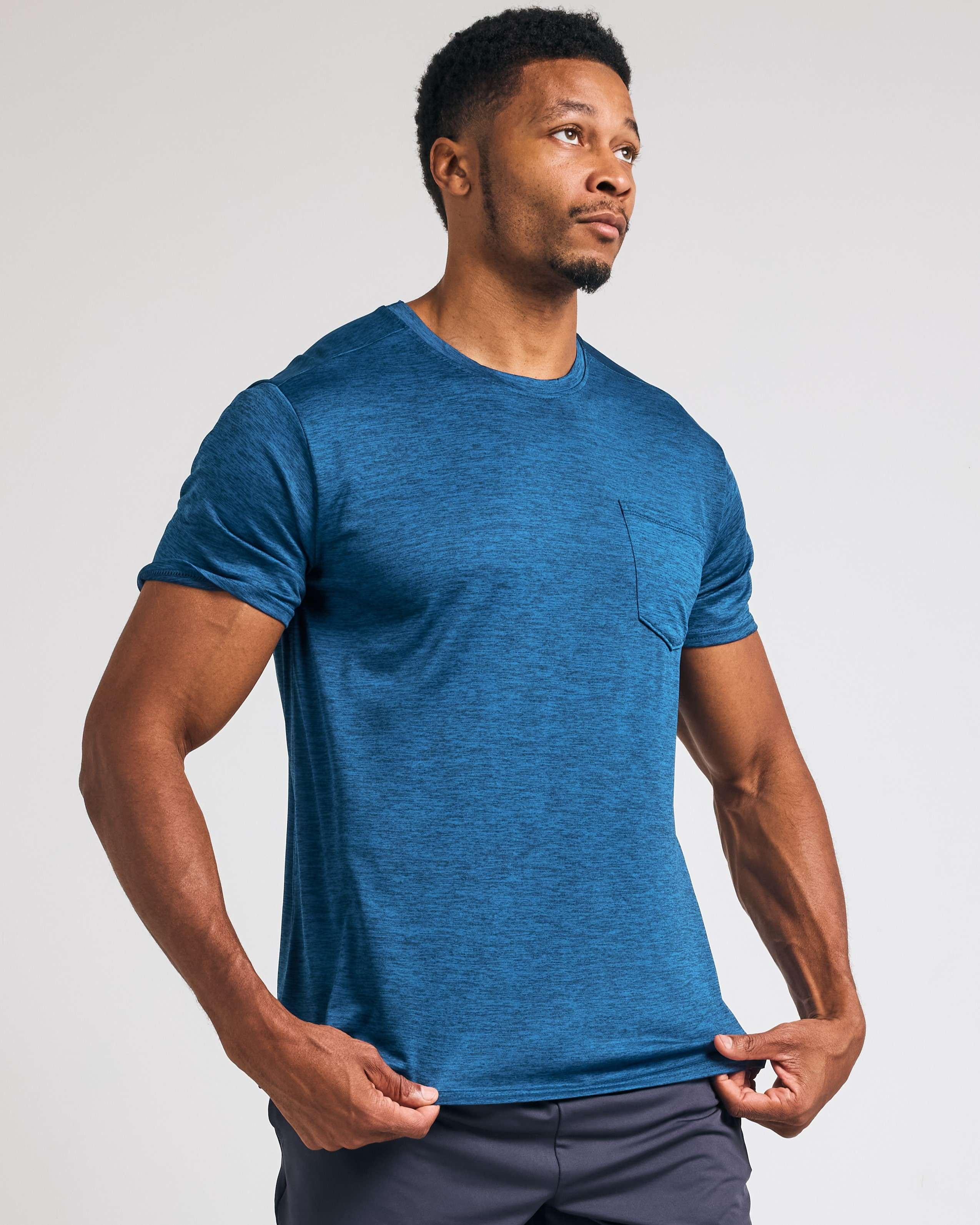 Real Essentials Men's 4-Pack Dry-Fit Athletic Shirts - Moisture Wicking Short Sleeve Tee With Pocket, Small, Set 6 - View #12