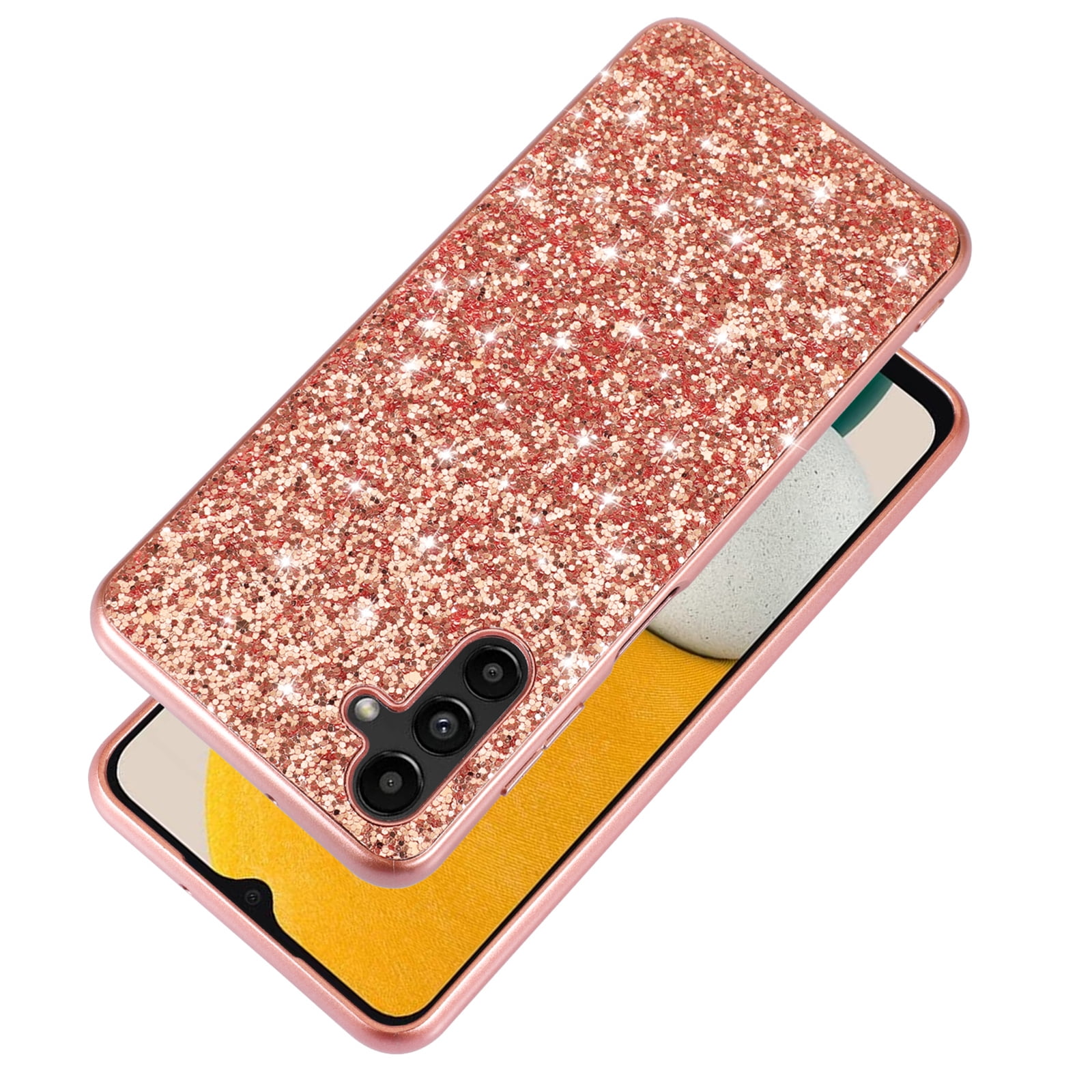 Buleens for Samsung Galaxy A14 5G Case Glitter Bling A14 5G Cases with  Metal Mirror Stand,Cute Women Girly Plated Cases for Samsung A14 5G,Luxury