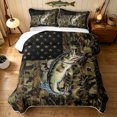 thumbnail image 2 of Manfei Farmhouse Pike Fish Quilt King, Vintage Lake House King Coverlet Set, Camo Multi, 3 Pieces, 1 Bedspread and 2 Pillowcases, 2 of 7