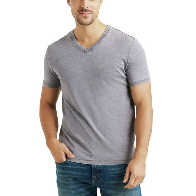 Camiseta Lucky Brand Venice Burnout con cuello en V para hombre, color gris