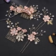 thumbnail image 2 of Ensemble de 4 Peignes en Strass Roses pour Accessoires de Mariée Fête de Mariage, 2 of 8