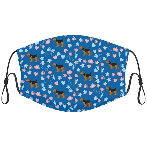 Cute Lakeland Terrier Dog Graphic Printed Cloth Face Masks Reusable Washable Adjustable for Adults (10 PCS)