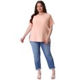 thumbnail image 3 of DARING DIVA Women's Plus Crew Neck Top 2X Light Pink, 3 of 6