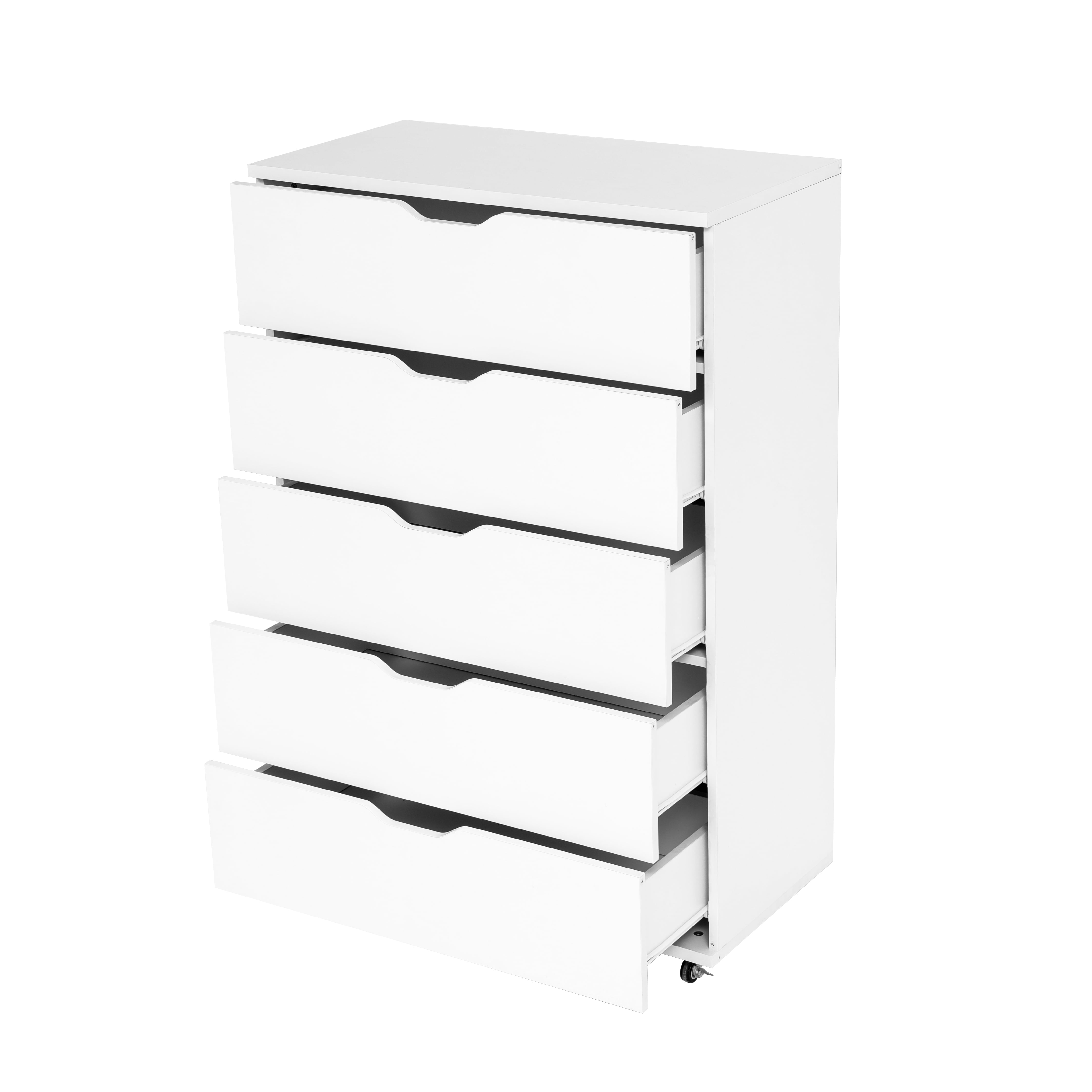 Aukfa 5 Tall Drawer Dresser Wide Chest of Drawers for Bedroom Entryway Living Room,White