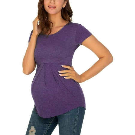 

Women s Maternity Tops Tunic T-Shirt Pregnancy Clothes Ladies Fashion Solid Color Print Short Sleeve Pregnant Woman Casual Clothe Top