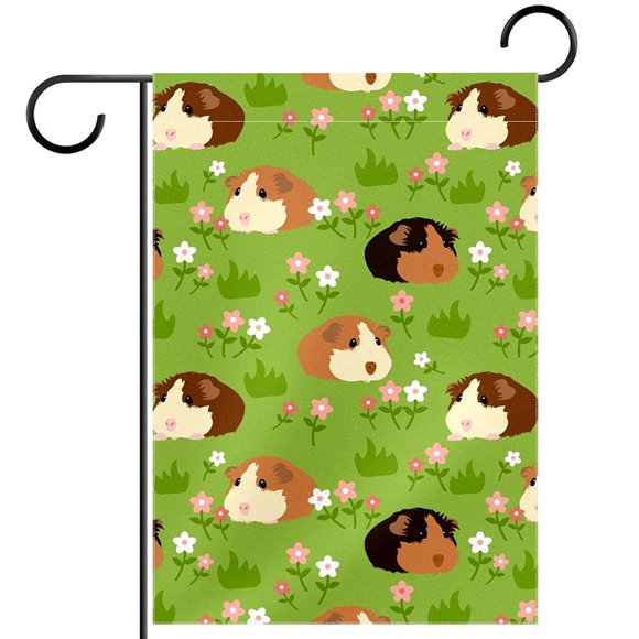Adorable Pet Guinea Pig Garden Flag Double Sided, 12×18 Inch Small Waterproof House Garden Flag for Spring Summer Outdoor Indoor Decoration