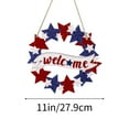 thumbnail image 3 of Lilixerw 4th of July Decorations Welcome Wreath for Front Door,Wooden Red White and Blue Star Sign,Patriotic Memorial Day Porch Home Wall Outside Decor, 3 of 6