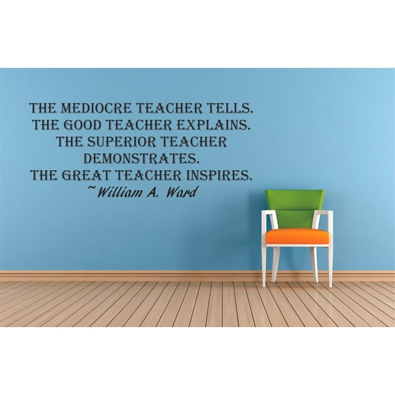 Great Teacher Inspires William Ward Education Classroom Quote for Teachers Students School Room Kindergarten Nursery Library Bedroom Home Decoration Murals Decals Wall Art Vinyl Art Size (12x20 inch)