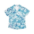 thumbnail image 5 of Binienty Tropical Hibiscus Flower Hawaiian Shirt Kids Girls Short Sleeve Aloha Shirt Thin Comfy Cuban Collar Top Breathable Kids Beach Outfits, 5 of 7