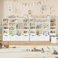 thumbnail image 6 of Hiphuta 55"W Kid Toy Storage Organize with Sliding Bookshelf, Kid Bookcase with 4 Removable Drawers, Toy Storage Toy Organize for Kid Bedroom Playroom, White, 6 of 8
