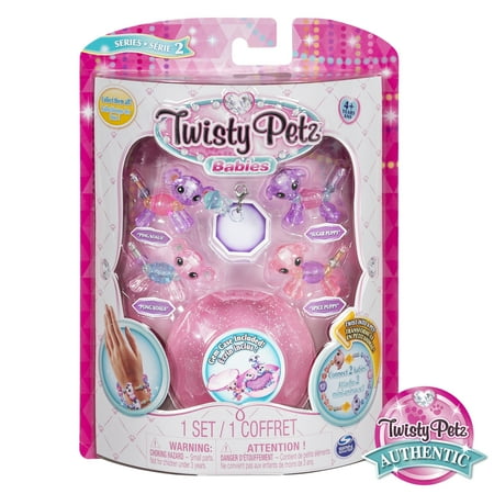 Twisty Petz, Series 2 Babies 4-Pack, Koalas and Puppies Collectible Bracelet and Case (Pink) for Kids