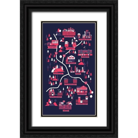 Farkas Robert 20×32 Black Ornate Wood Framed with Double Matting Museum Art Print Titled – The Walking Dead Map
