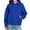 Blue, variant on Drawstring Hood Front Kangaroo Pocket Drop Shoulder Rib Cuff Cropped Oversized Solid Pullover Hoodie for Women Spring Fall Daily Casual Tops