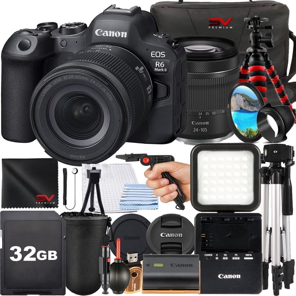 Canon EOS R6 Mark II Mirrorless Camera with RF 24-105mm IS STM Lens   32GB Memory Card   Case   Tripod   SV Premium Accessory Bundle (International Version)