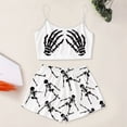 thumbnail image 2 of Xijirk Women Halloween Pajama Set Spaghetti Strap Crop Top with Shorts Skeleton Hand Print Loungewear for Sleepwear and Holiday Party,White,M, 2 of 5