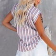 thumbnail image 3 of Summer Savings Clearance 2024! TAGOLD Womens Summer Tops, Women's Tops Fashion Striped Print Button Shirt Female V-Neck Loose T-shirt Blouse Pink, 3 of 5