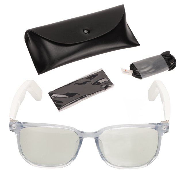 Gafas de sol inteligentes con sonido estéreo UV400, lentes polarizadas con altavoces abiertos para juegos, color blanco H2C