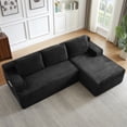 thumbnail image 4 of 96 Inch Modular Sectional Couches for Living Room, Modern Boneless Sofa, Upholstered Deep Seat Cloud Couch, Corduroy Comfy L-Shape Sofas Couches, No Assembly Required, Black (Right Facing Chaise), 4 of 7