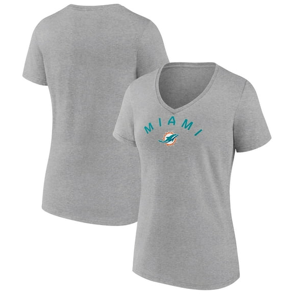 Women's Heather Gray Miami Dolphins Team Arc V-Neck T-Shirt