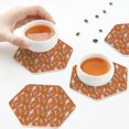 thumbnail image 7 of Pofeuu Halloween Mummy Print Leather Coasters Set of 6, Round Cups Mugs Mat Pad for Home Kitchen Heat Resistant Drink Coasters,Hexagon, 7 of 7