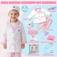 thumbnail image 5 of Doctor Costume for Kids Doctor Coat, Doctor Dress Up and Play Set 8 PCS with Real Stethoscope, Lab Coat Career Day Costume Kit for Toddlers Boys Girls 3-4 year old/ 110cm - Pink, 5 of 9