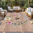 thumbnail image 2 of Spring Daisy Outdoor Rug for Patio/Deck/Porch, Non-Slip Large Area Rug 5 x 7 Ft, Pink Flowers Wreath Leaves Farmhouse Brown Indoor Outdoor Rugs Washable Area Rugs, Camping Rug Carpet Runner, 2 of 8