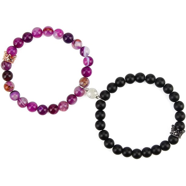 Pulseras De Pareja De Corona Pulseras De Cuentas Magnéticas De Piedra Natural Regalos Para Amigos De La Familia sonducket AP007125-01