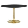 thumbnail image 3 of Modway Lippa 47" Metal and Artificial Marble Dining Table in Gold/Black, 3 of 8