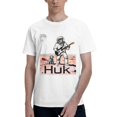 thumbnail image 3 of Men Retro Space Skeleton Astronaut Guitar Graphic T-Shirt, Mars Rover Dog HUK Print Crew Neck Poly Cotton Casual Short Sleeve Tee, 3 of 8