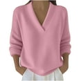 thumbnail image 2 of YueHuiYing Casual Long Sleeve Sweaters for Women Loose V Neck Ribbed Knit Pullover Tops Womens Fall Fashion, 2 of 6