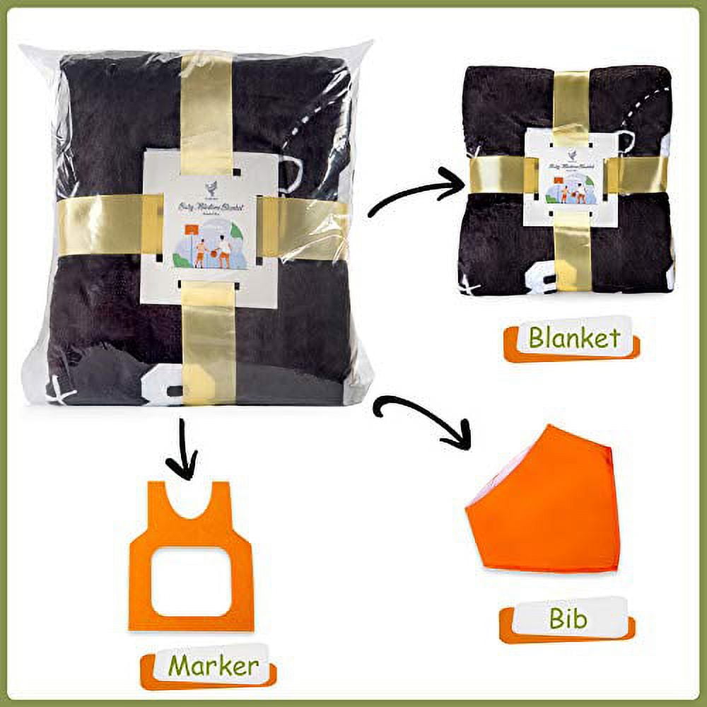 Baby Monthly Milestone Blanket Boy / Girl | Basketball Theme | Includes Frame and Bib | Large 47"x40" | Personalized Baby Swaddle?