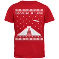 thumbnail image 1 of Because Aliens Pull de Noël Laid Pyramide Rouge T-Shirt Adulte, 1 of 1