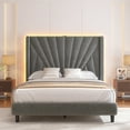 thumbnail image 6 of EnHomee Full Bed Frame with Tall Headboard Full Size Bed Frame with LED Lights & Charge Station, Gray, No Box Spring Needed, Noise Free, 6 of 8