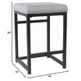 thumbnail image 2 of Open Back Metal Counter Stool with Fabric Upholstered Padded Seat, Gray and Black, 2 of 2