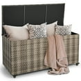 thumbnail image 1 of Patiojoy Coffre de Rangement Extérieur de 96 Gallons en Osier PE pour Terrasse avec 4 Roues et Doublure Imperméable, Contenant de Rangement en Rotin pour Patio, Gris Mélangé, 1 of 10