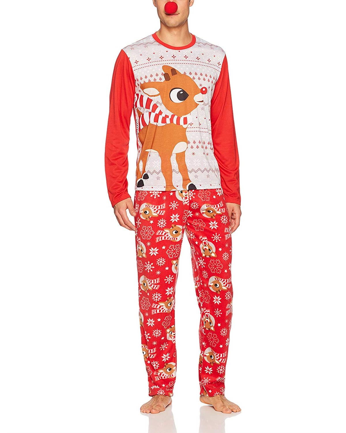Rudolph Red Nose Family Sleep 2Piece Pajama Set Or Footie, Men Red