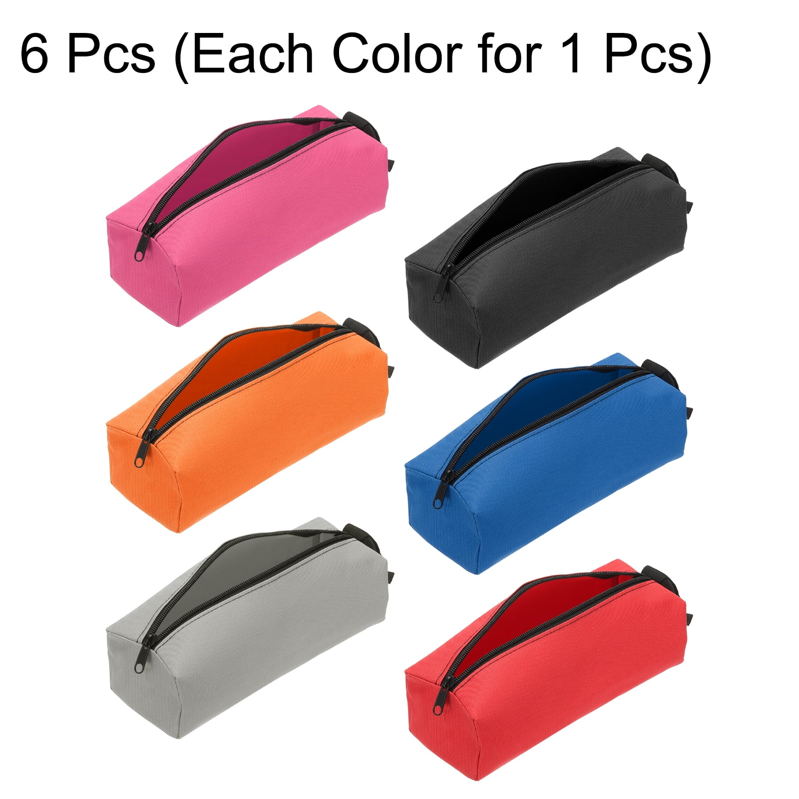Uxcell 6pcs Zipper Utility Tool Bag 9.8x3.3x2.8 Inch Multi-purpose Oxford Cloth Tote Tool Pouch Small Organize Bags, 6 Color