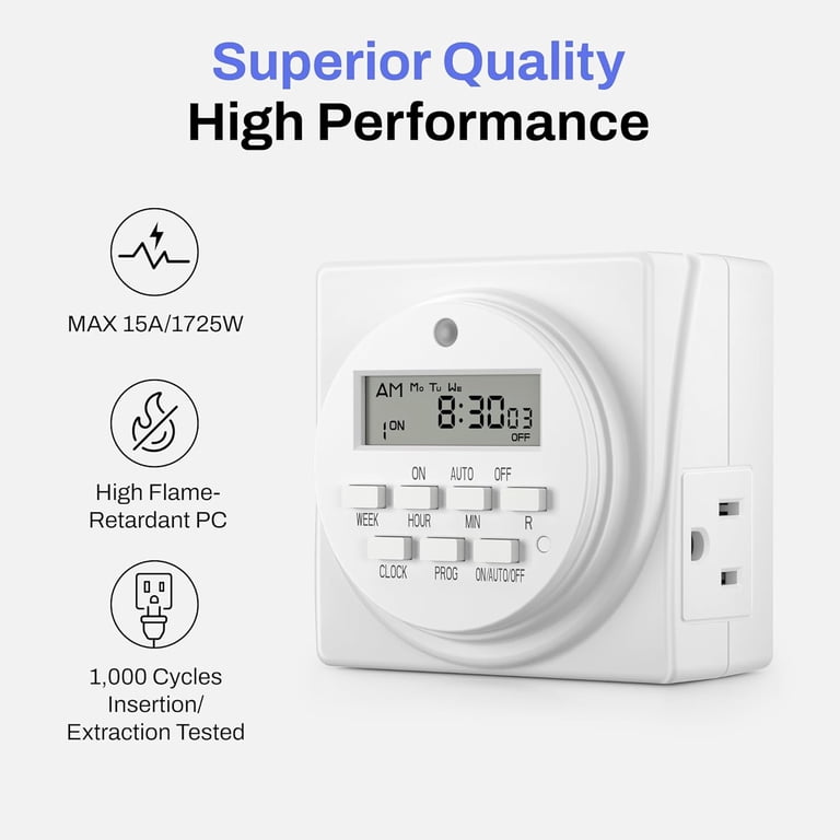 BN-LINK 7-Day Digital Programmable Timer, Dual Outlet photo 5