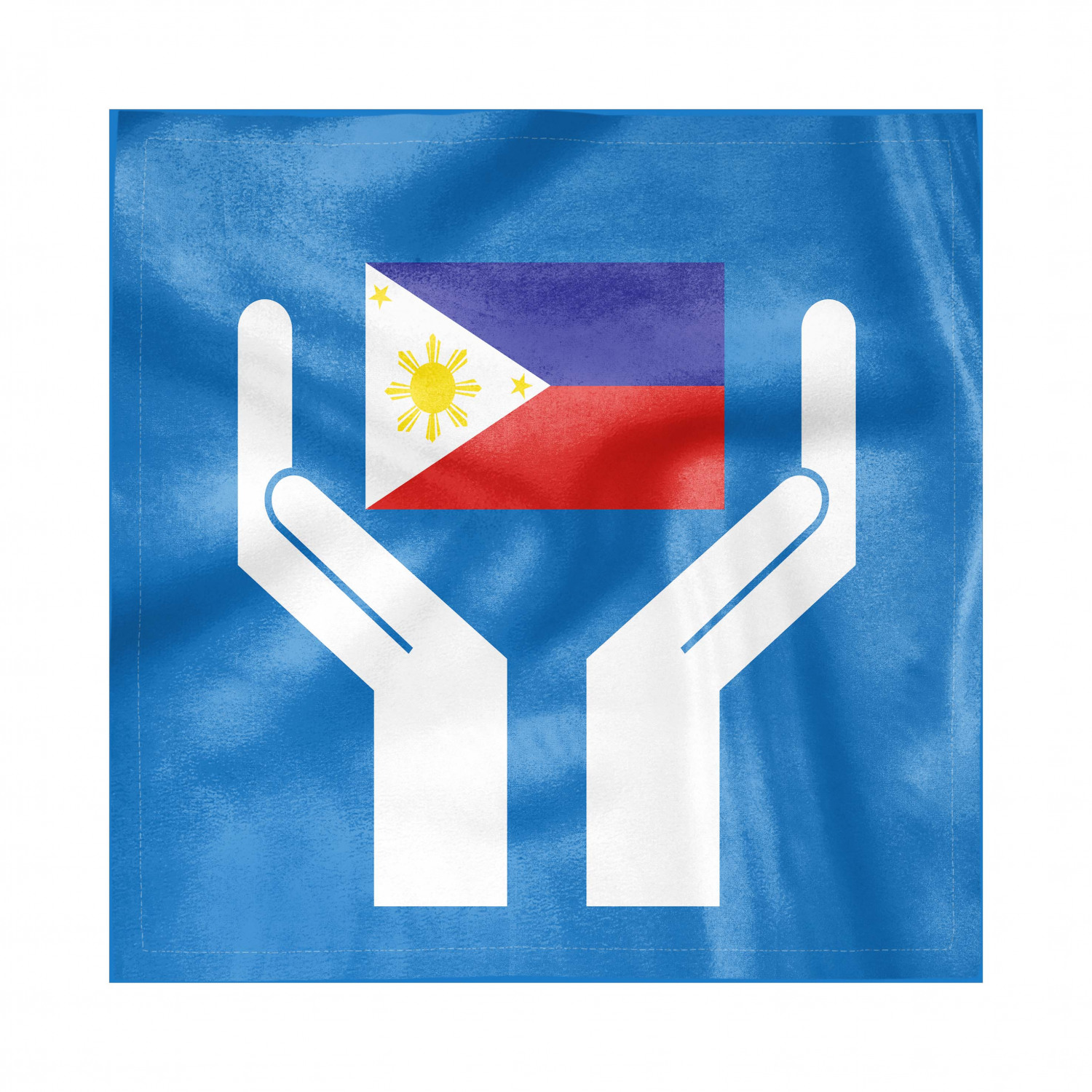 Filipino Decorative Satin Napkins Set of 4, 2 Hands Holding Showing